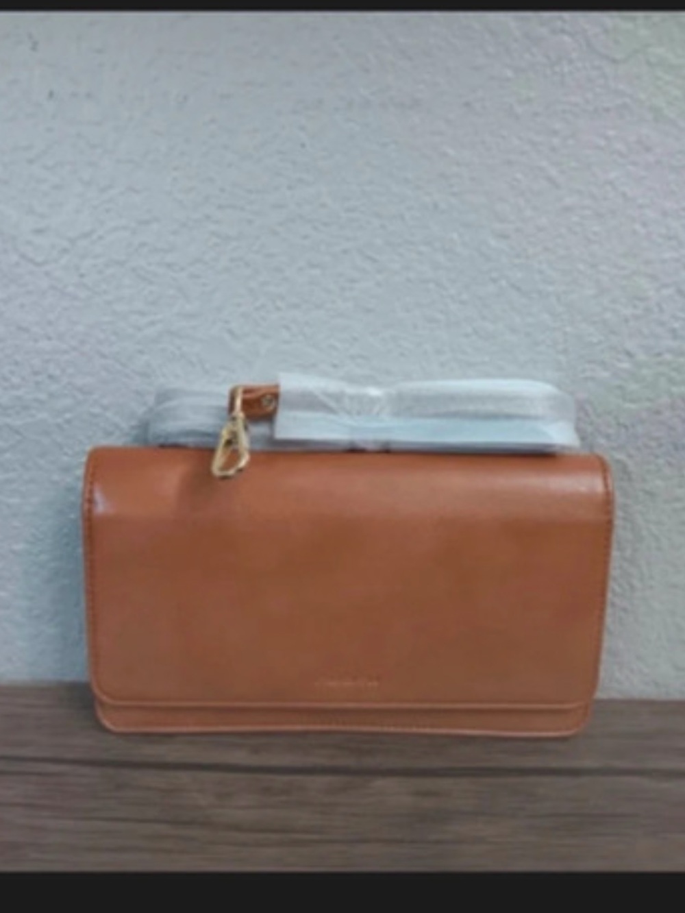 Classic Tan Leather Wristlet Clutch